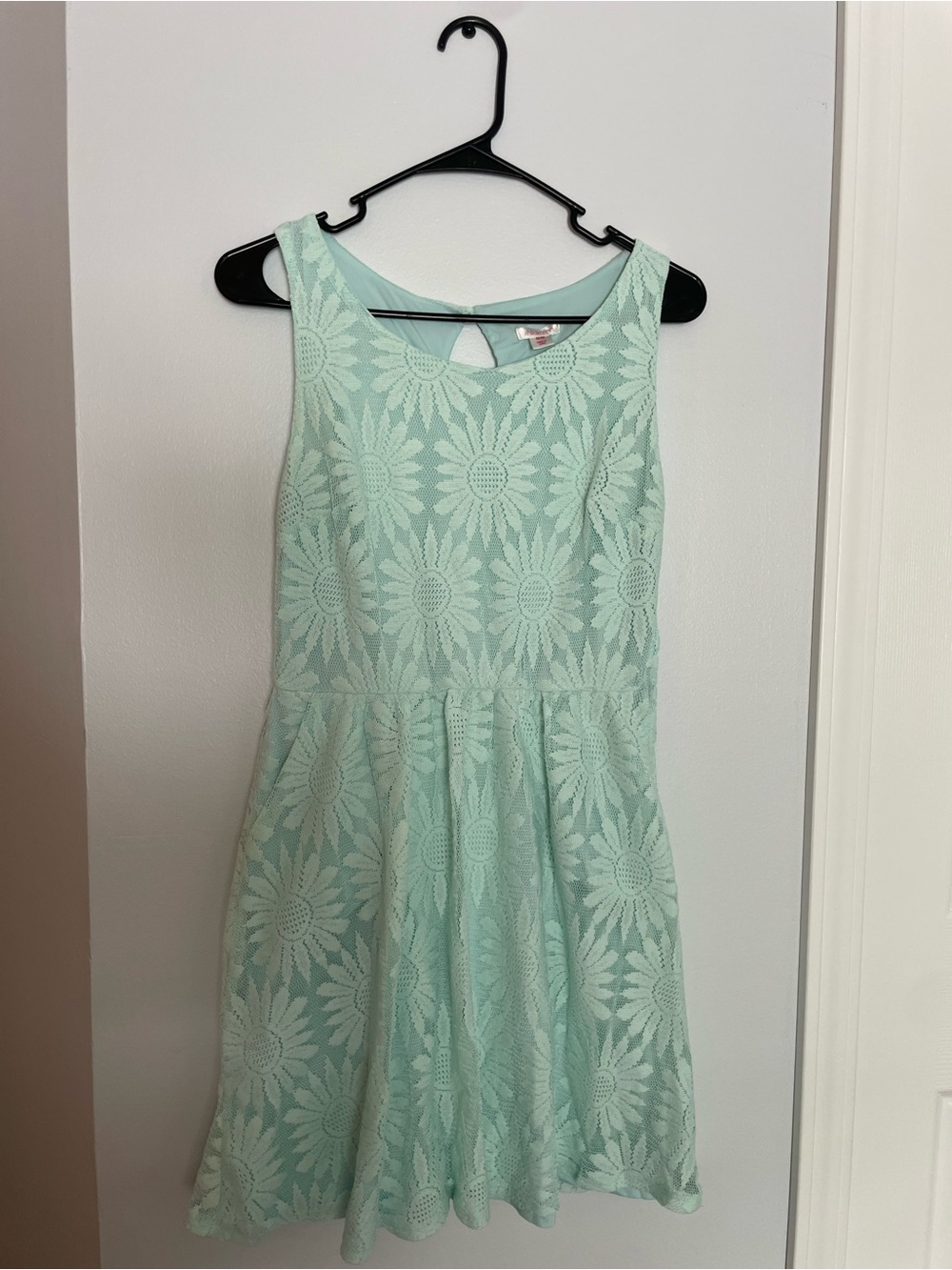 Xhilaration Mint Green Sunflower Lace Fit & Flare Dress